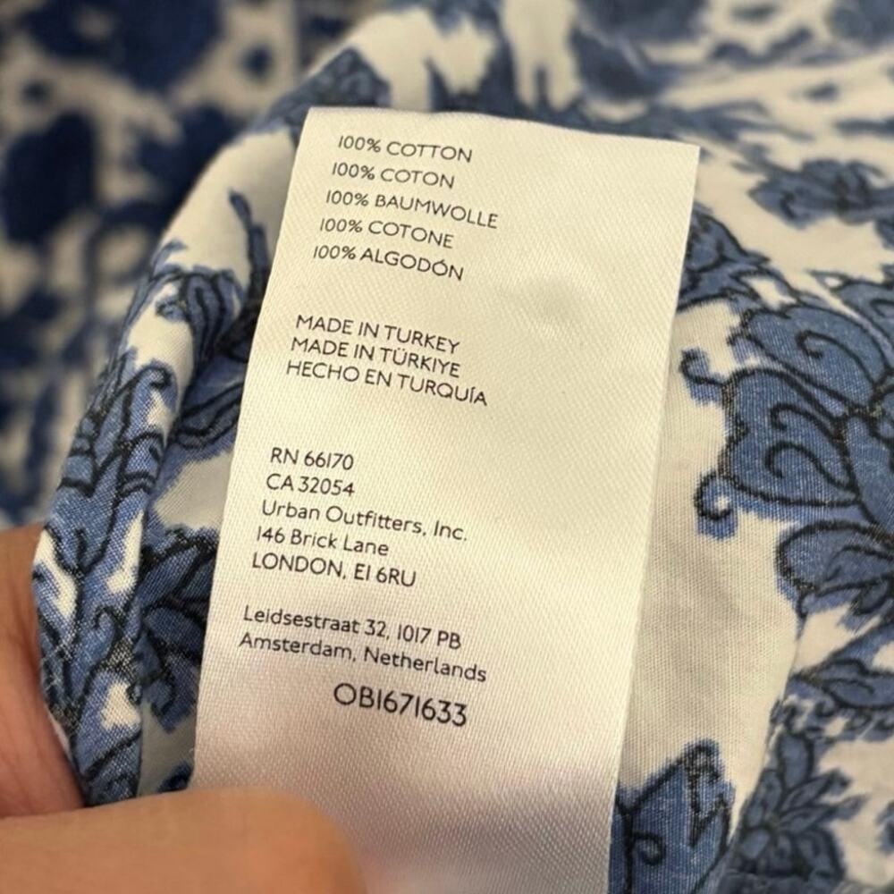 Anthropologie 100% Cotton Blue White Talavera Floral MidiDress Size Small Petite - Picture 5 of 5
